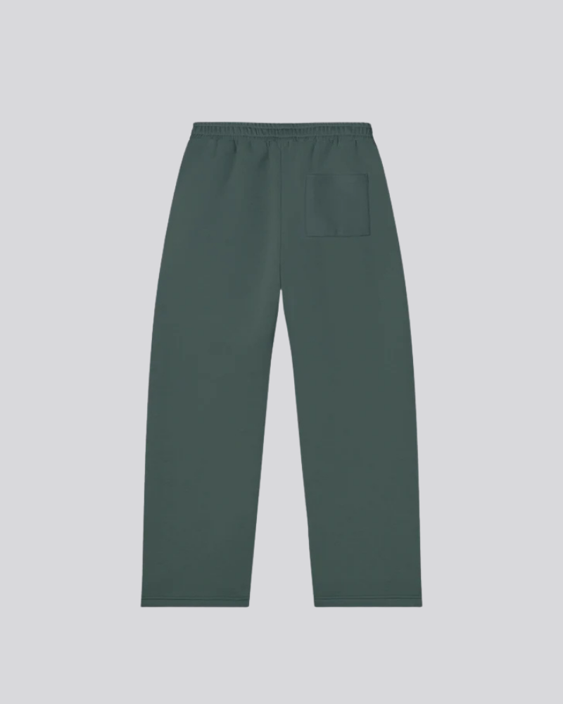 Loose-fitting, army green, wide-leg sweatpants