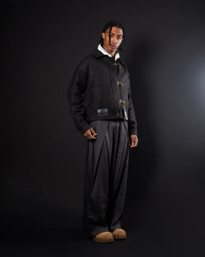 Unisex Fireman Clasp Cotton Canvas Jacket – Black