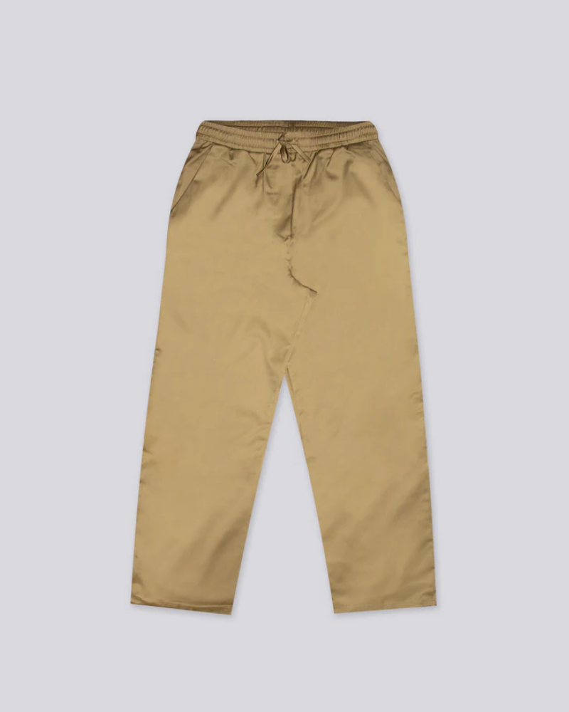 Gold Relaxed-Fit Trousers with Elastic Waist and Tonal Drawstring