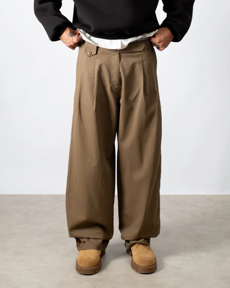 Unisex Wide-Leg Pleated Baggy Trousers