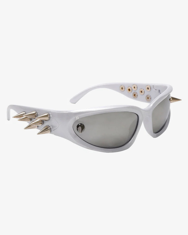 Silver Metallic Spike Embellished Sunglasses