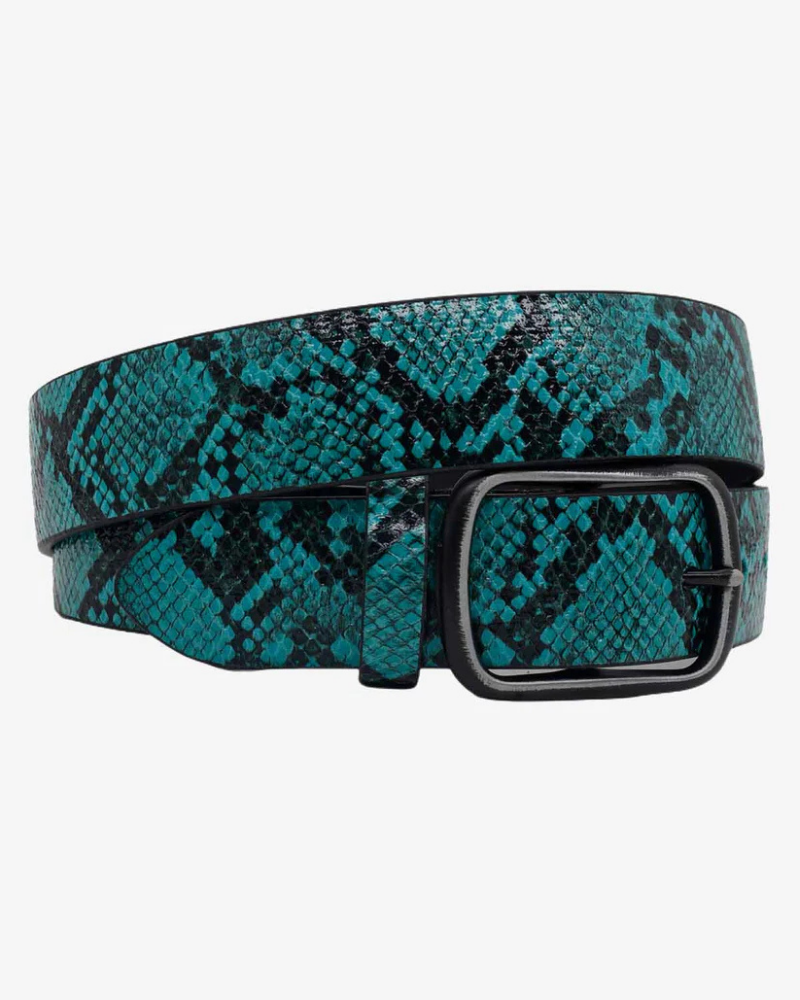 Animal Print Faux Leather Belt with Matte Black Buckle