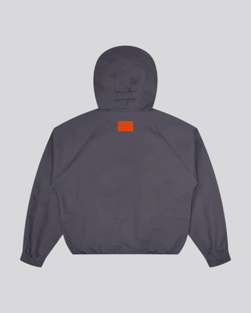 Unisex Charcoal Gray Tactical Hooded Jacket with Large Front Cargo Pockets