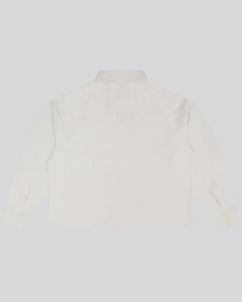 Heavyweight Oversized Button-Up Shirt with Graphic Print - Light Greige