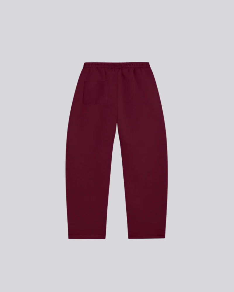 Men's Wide-Leg Burgundy Sweatpants with Elasticated Waistband