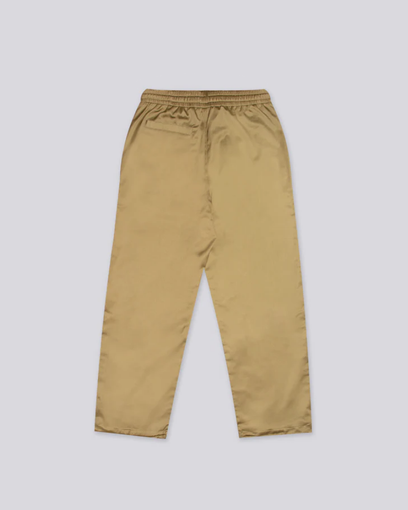 Gold Relaxed-Fit Trousers with Elastic Waist and Tonal Drawstring