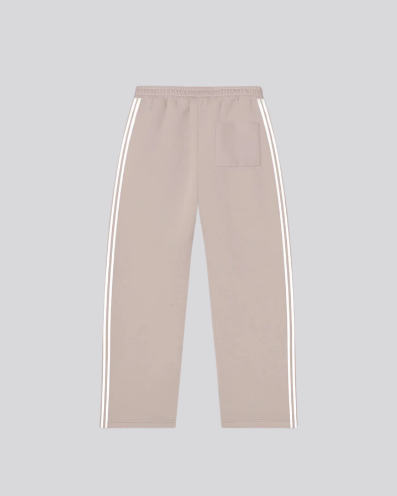 Unisex Wide-Leg Side-Stripe Track Pants - Beige