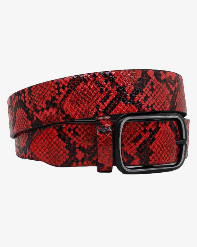 Animal Print Faux Leather Belt with Matte Black Buckle