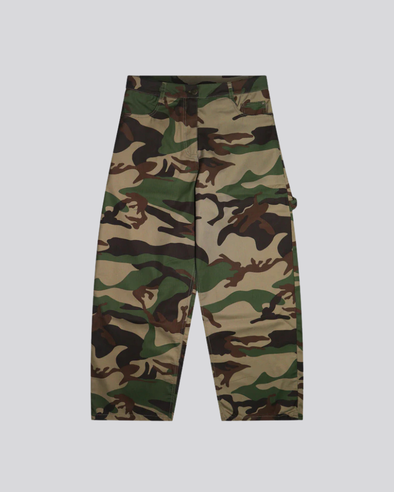 Unisex Baggy Camouflage Cargo Trousers – Military Green