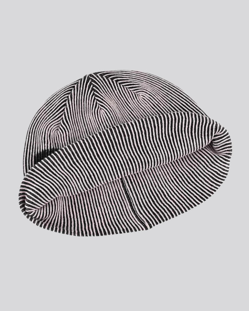Striped Knit Beanie with Abstract Graphic
