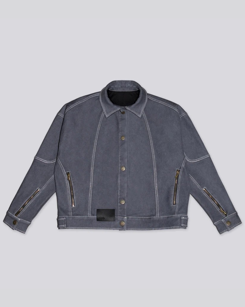 Unisex Heavyweight Paneled Denim Jacket – Gray