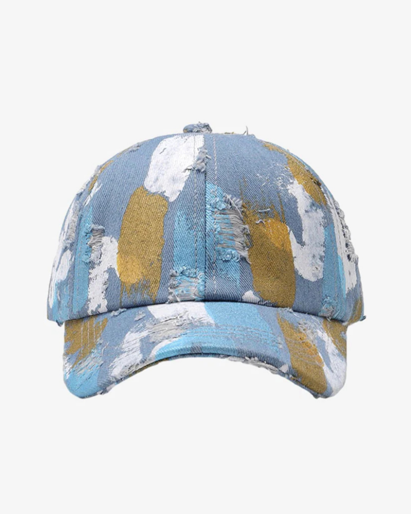 Distressed Abstract Brushstroke Print Baseball Cap