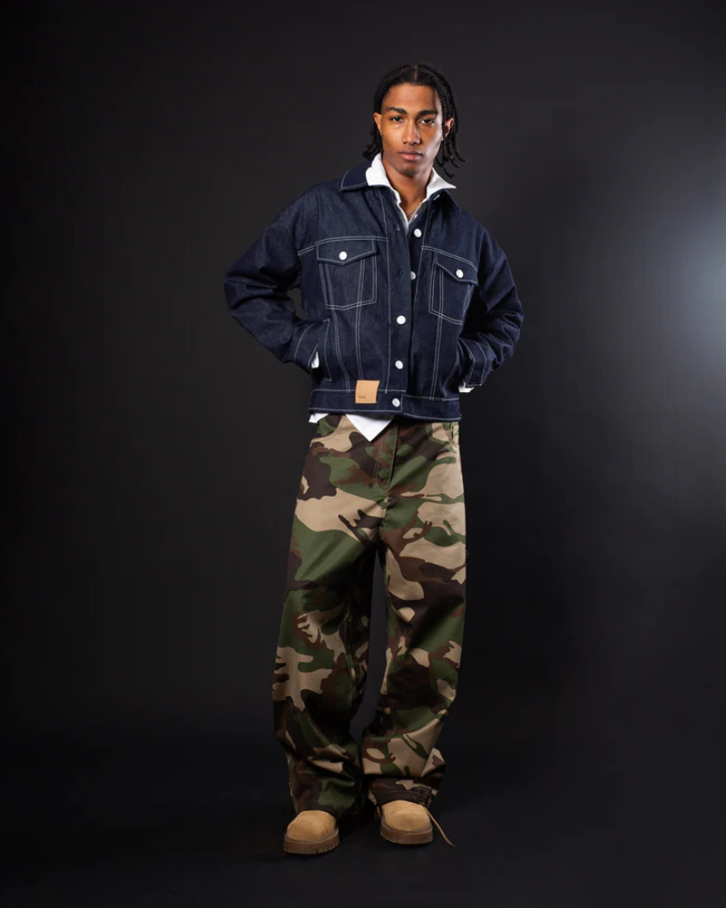 Unisex Baggy Camouflage Cargo Trousers – Military Green