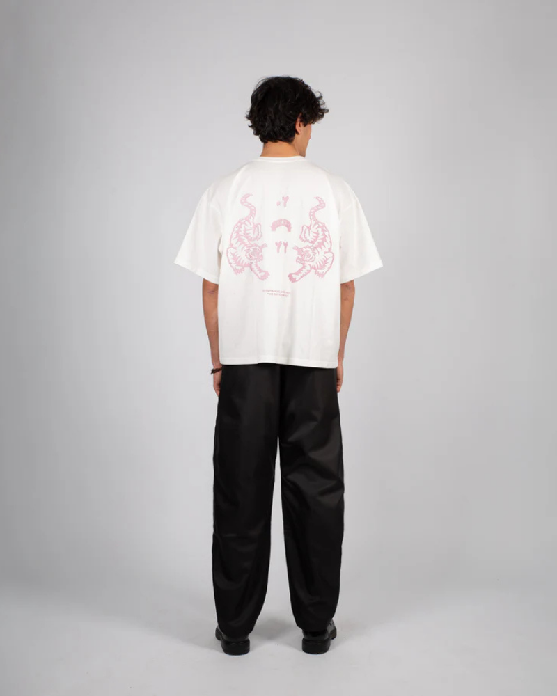 Black Pleated Baggy Tailored Pants with Straight-Leg Fit