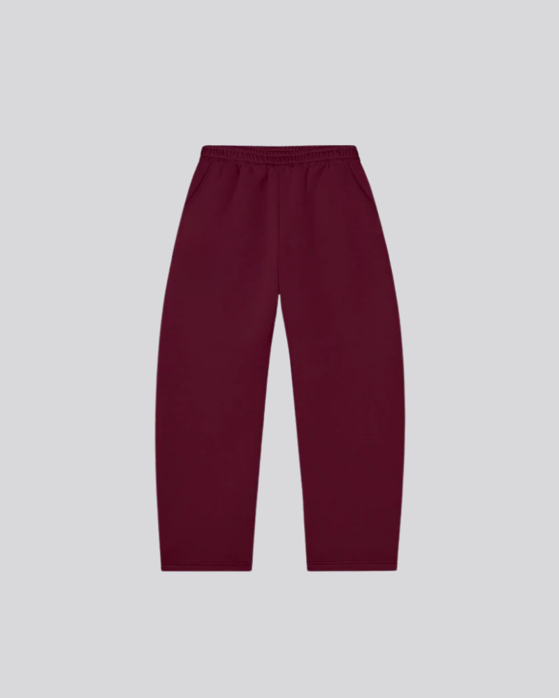 Men's Wide-Leg Burgundy Sweatpants with Elasticated Waistband