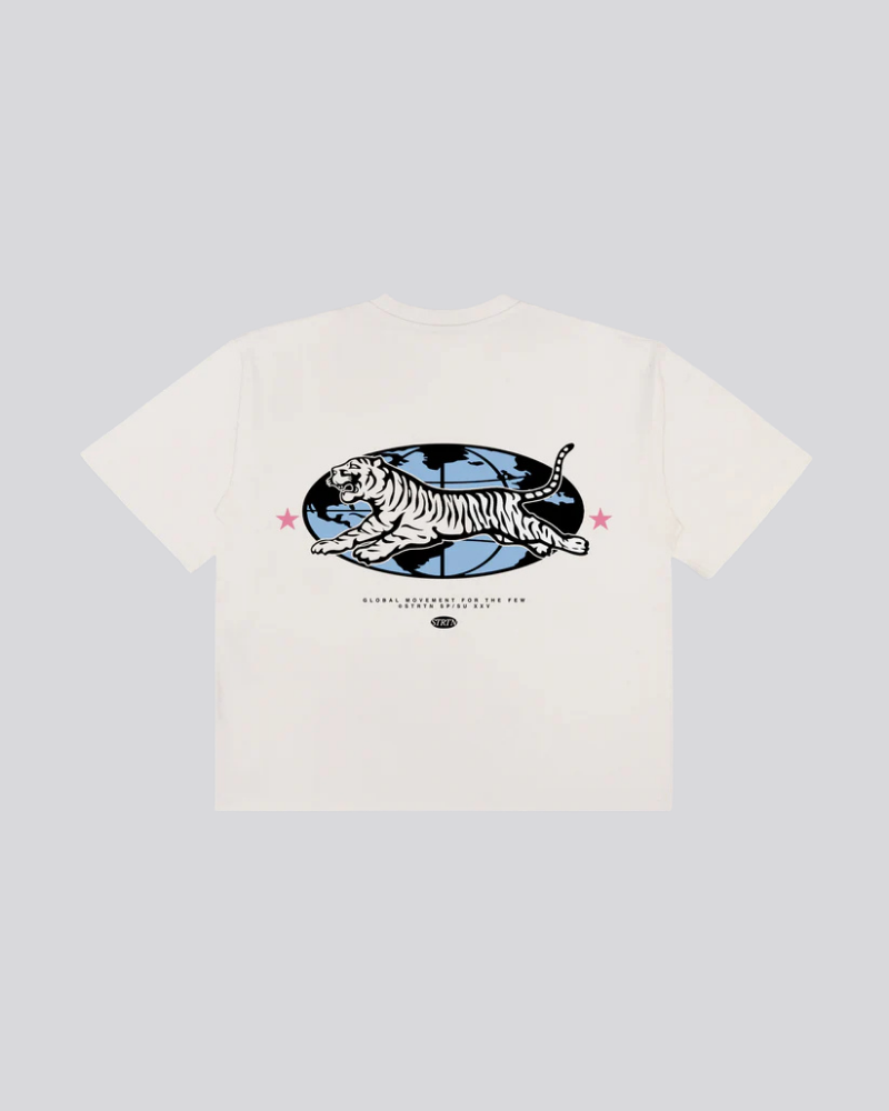 Unisex Oversized Graphic T-Shirt with Back Tiger Illustration – Off-White