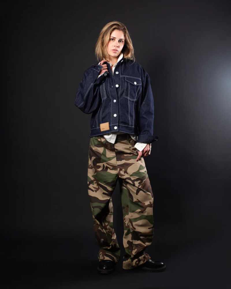 Unisex Baggy Camouflage Cargo Trousers – Military Green