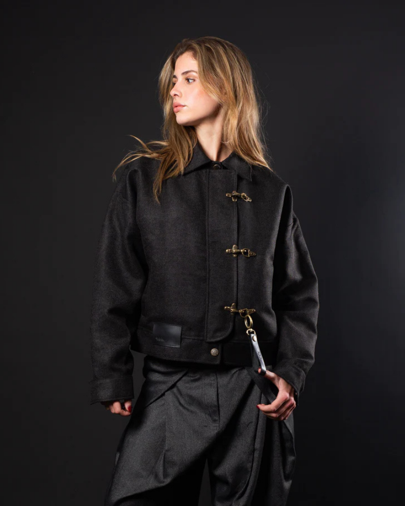 Unisex Fireman Clasp Cotton Canvas Jacket – Black
