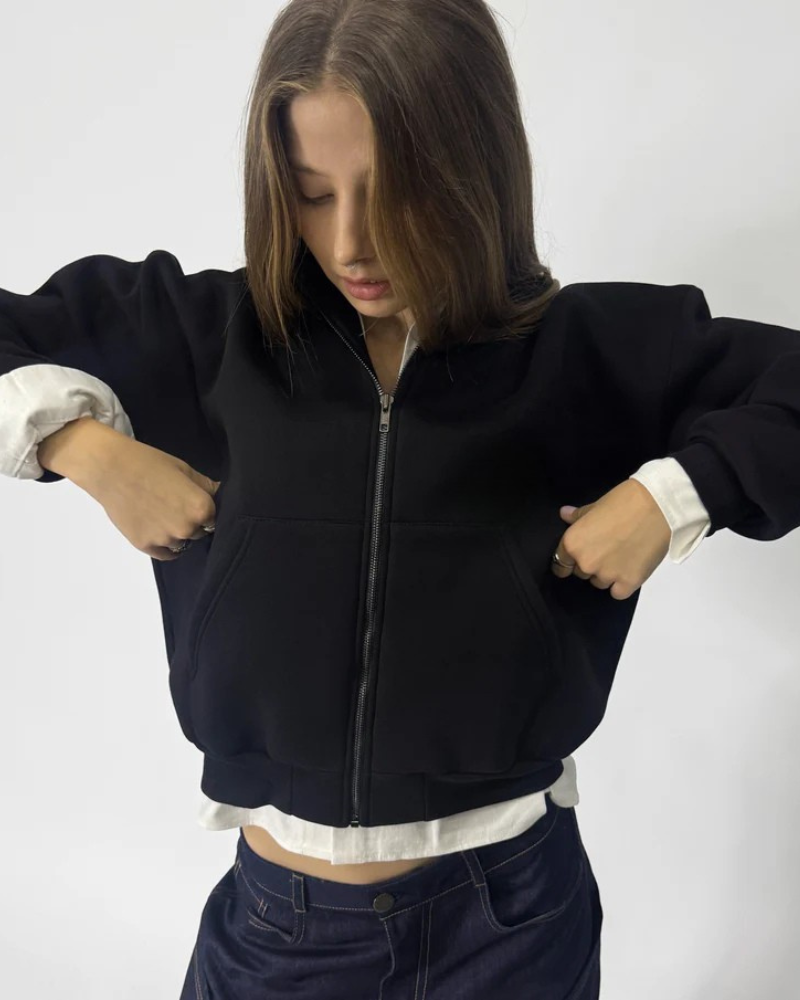 Unisex Heavyweight Full-Zip Graphic Hoodie – Black