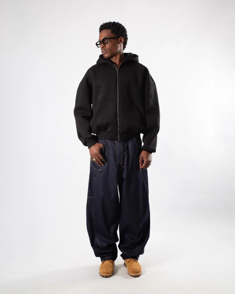 Unisex Heavyweight Full-Zip Graphic Hoodie – Black