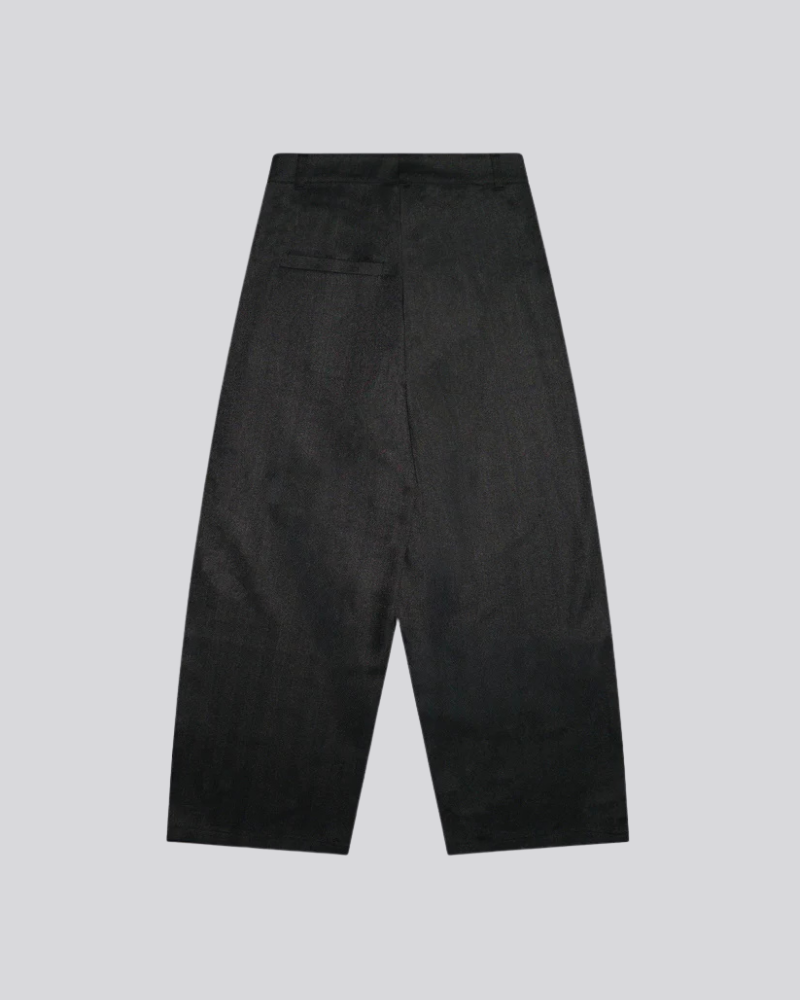 Men’s Wide-Leg Pleated Charcoal Wool Trousers