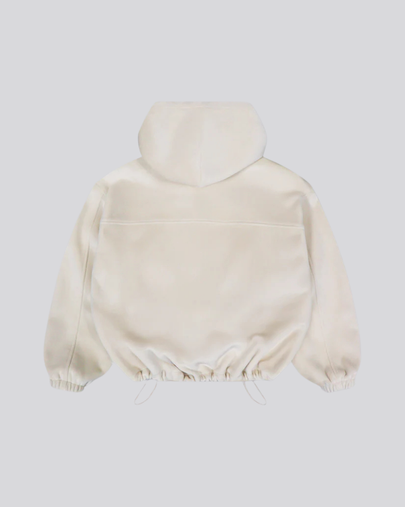 Women's Cream Soft-Tech Hooded Jacket with Metal Fireman Clasp Closures