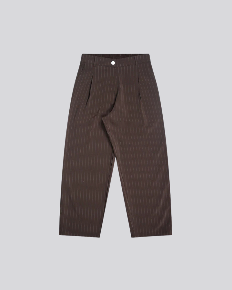 Men’s Wide-Leg Pinstripe Trousers with Elasticated Waist