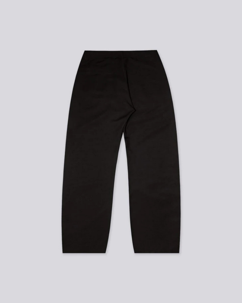 Black Pleated Baggy Tailored Pants with Straight-Leg Fit