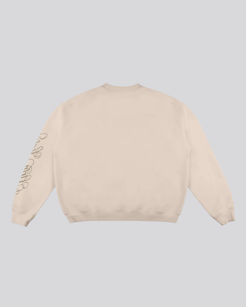Unisex Oversized Graphic Crewneck Sweatshirt – Cream