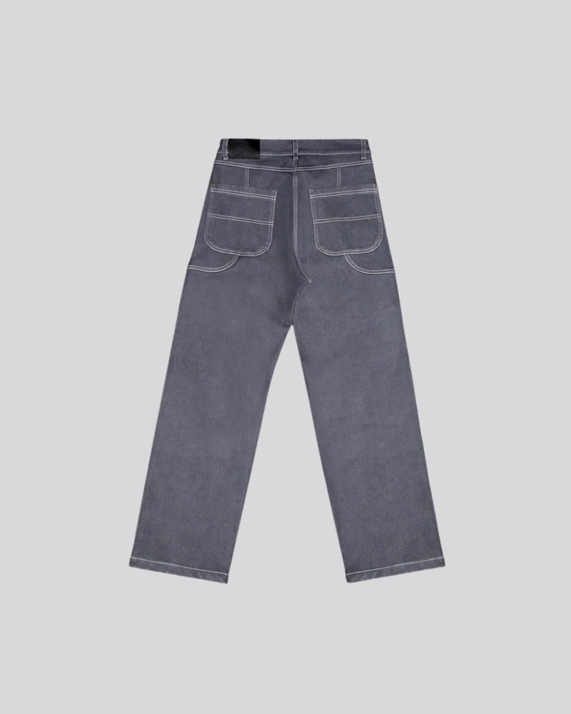 Unisex Heavyweight Paneled Denim Trousers – Gray