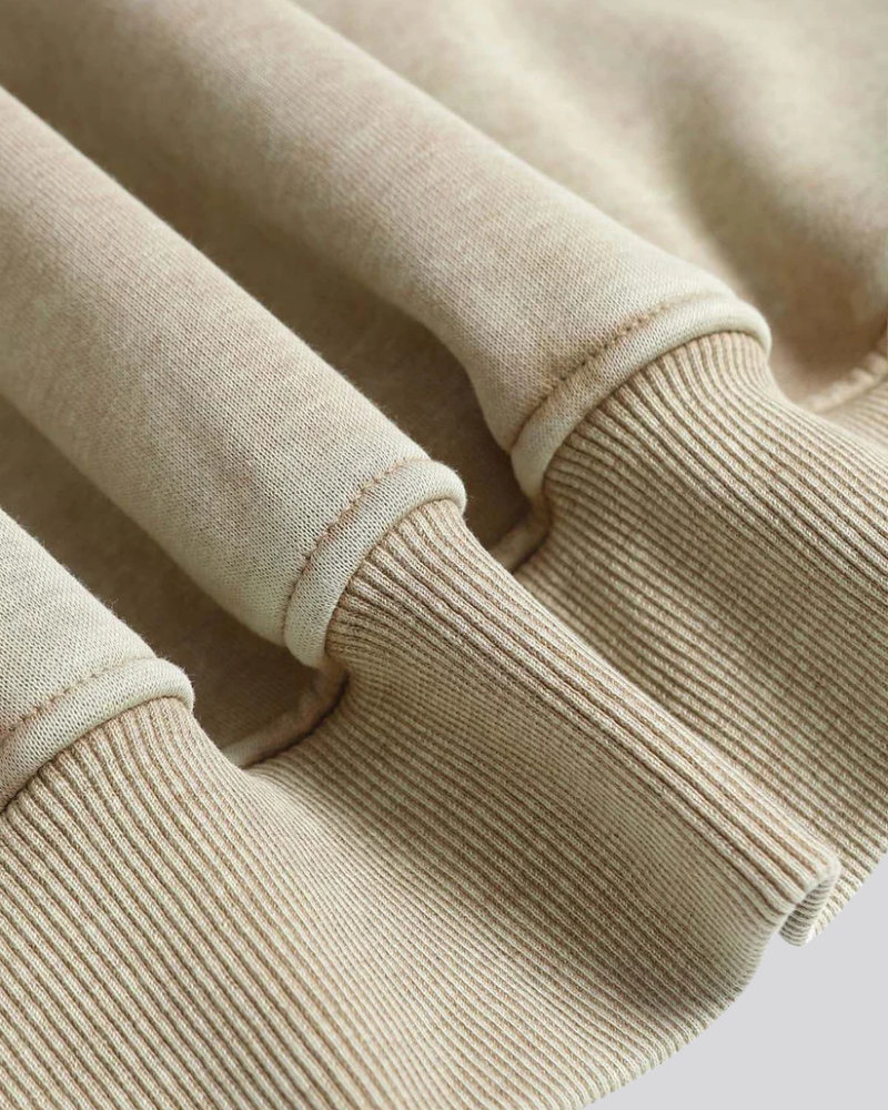 Beige Washed Zip-Up Hoodie with Utility Grommets and Distressed Seams