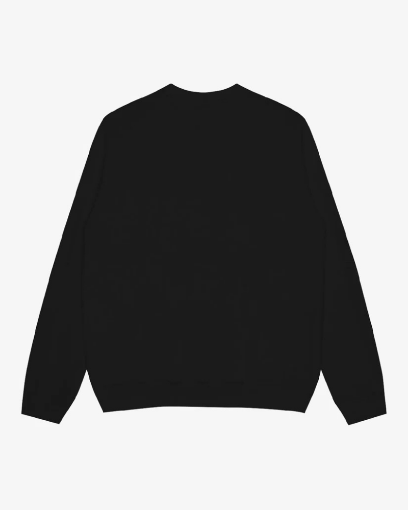 Charcoal Waffle Knit Crewneck Sweatshirt with Vintage Emblem Graphic