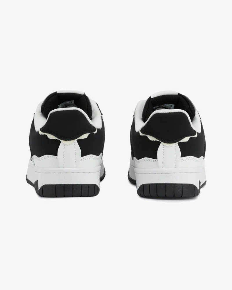 Low-Top Chunky Skate Sneakers in Black and White with Wide Laces