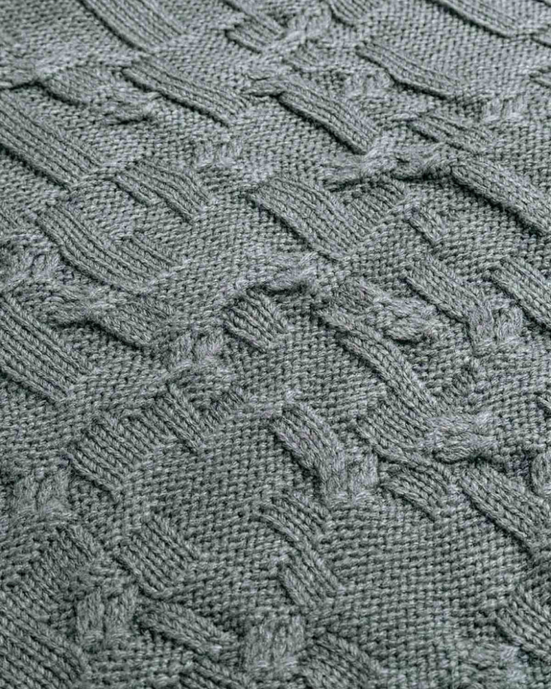 Grey Asymmetric Irregular Knit Hooded Sweater with Button Placket