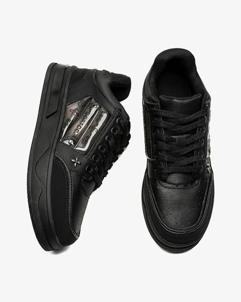 Low-Top Skate Shoes with Embroidered Lettering and Wide Laces