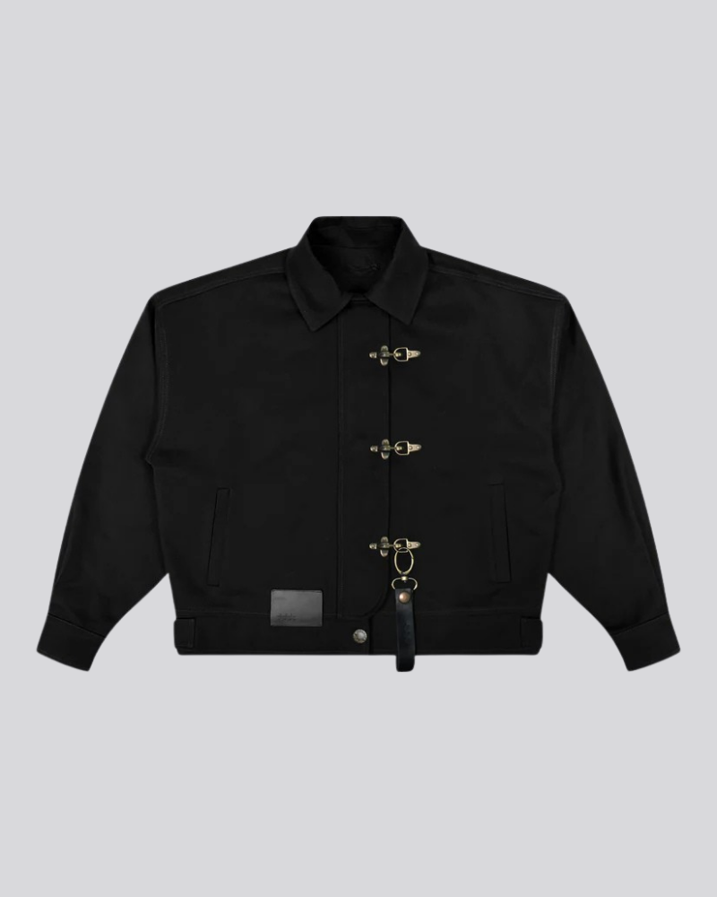 Unisex Fireman Clasp Cotton Canvas Jacket – Black