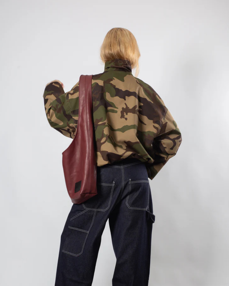 Women's Army Camouflage High Neck Zip-Up Jacket with Adjustable Toggle Hem