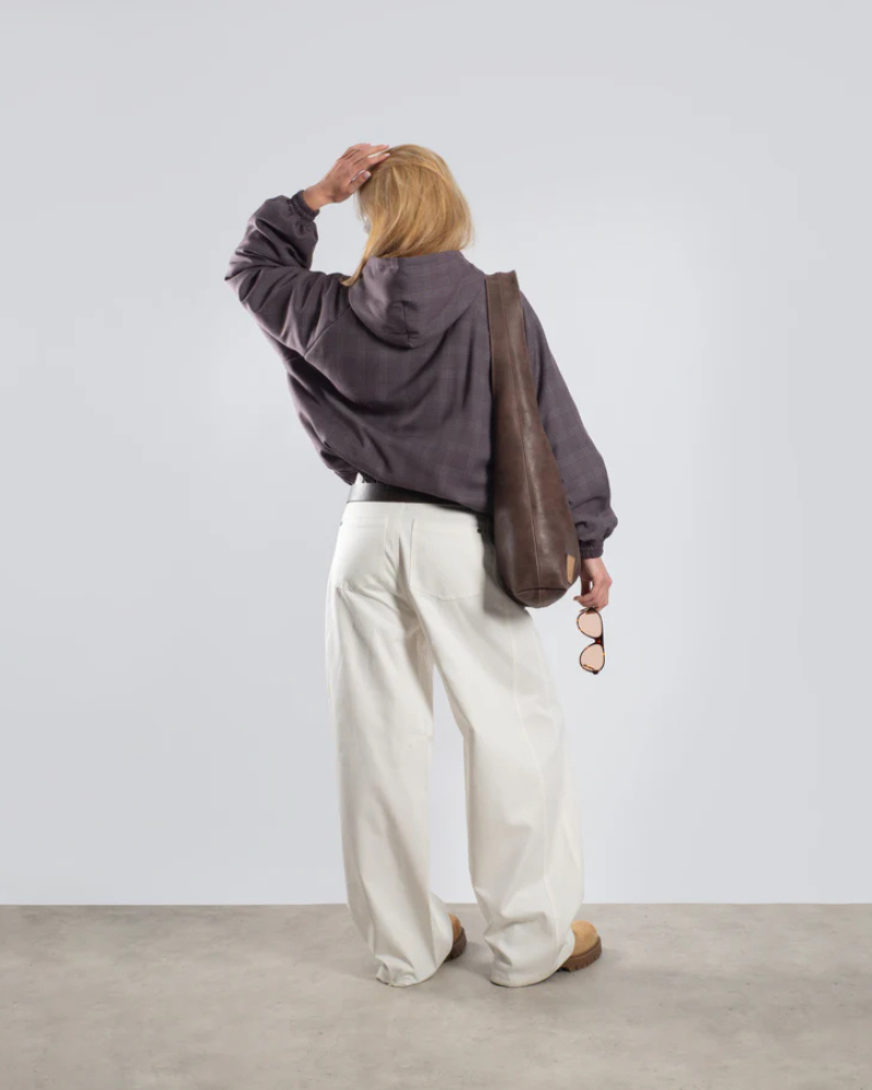 Women's Loose Canvas Pants - Wide Leg Cotton Trousers - Off White
