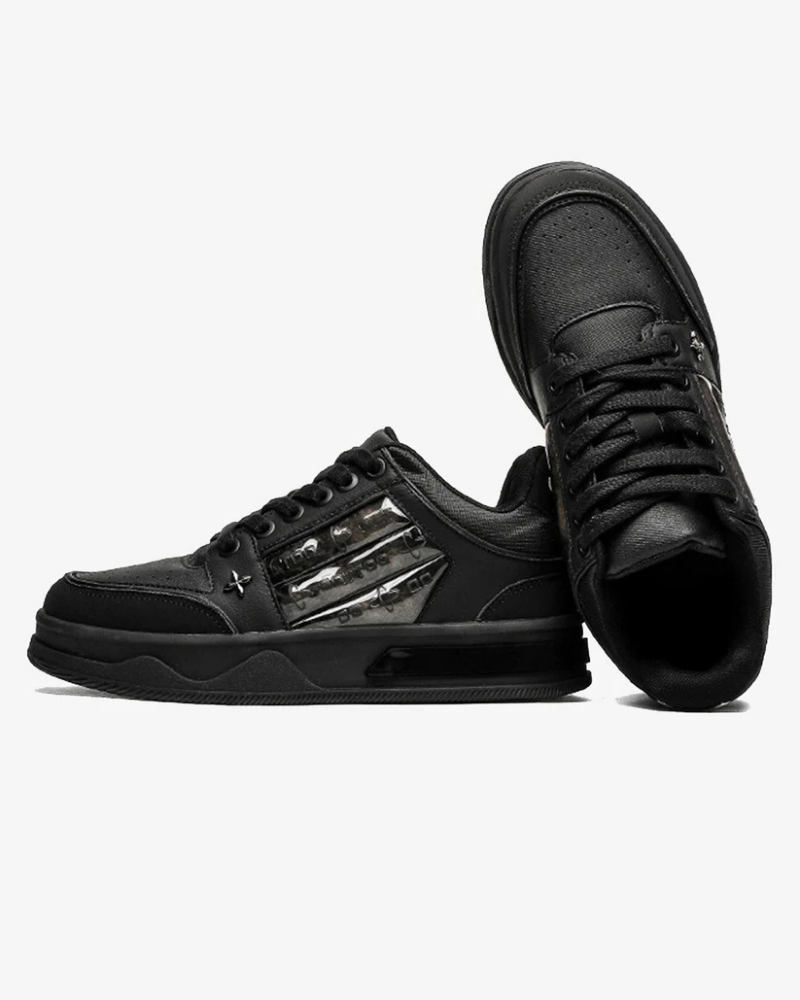 Low-Top Skate Shoes with Embroidered Lettering and Wide Laces