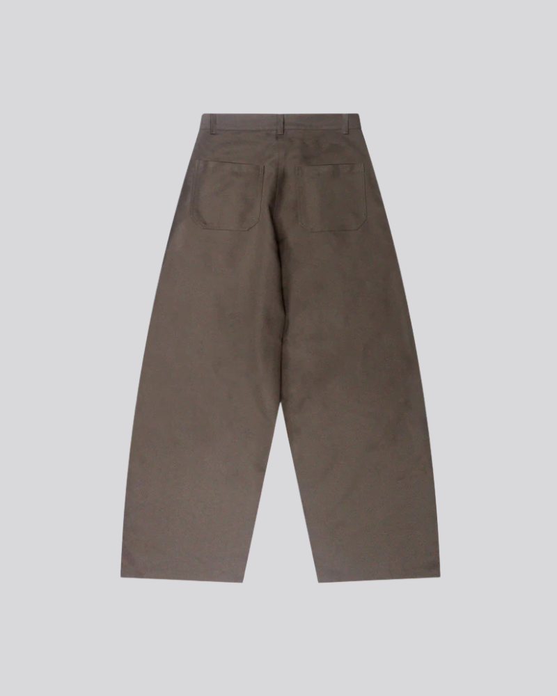 Women's Pleated Trousers - Wide Leg Cotton Pants - Khaki Brown