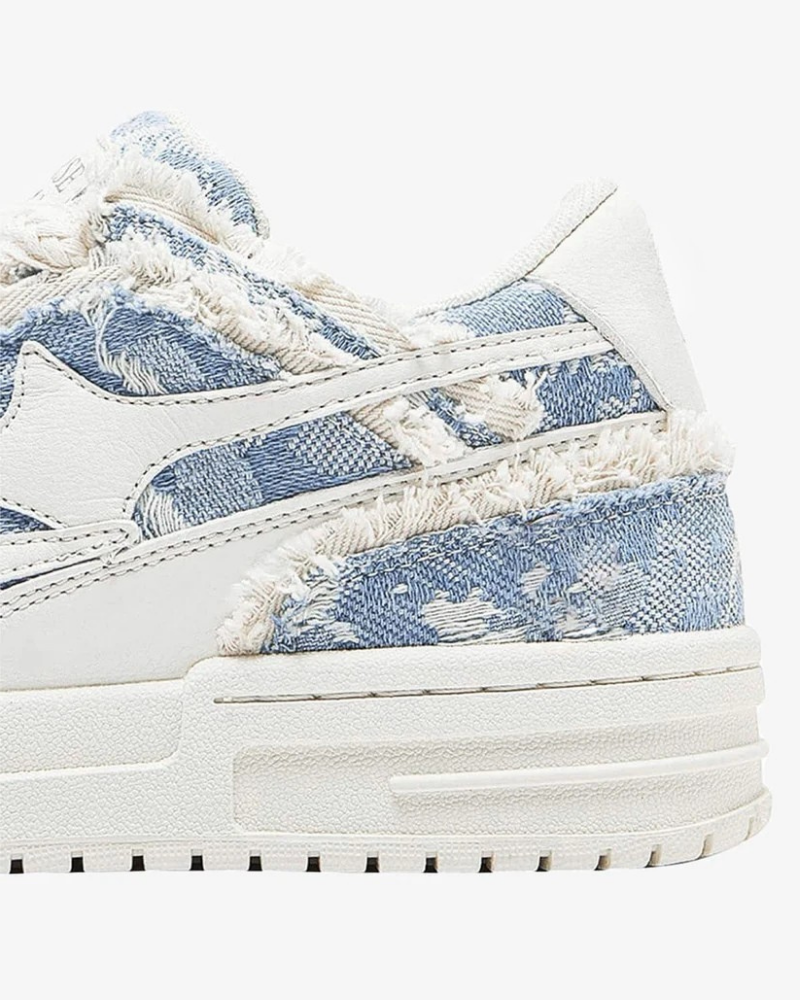 Low-Top Distressed Denim Sneakers with Star Applique