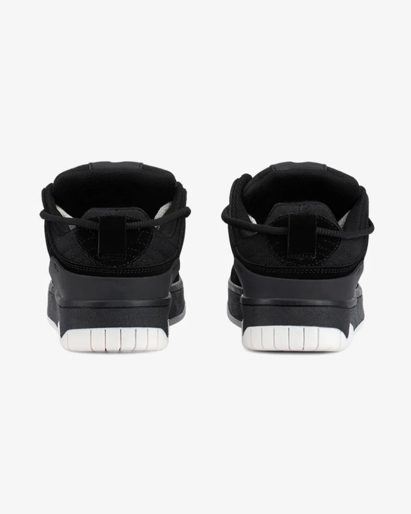 Low-Top Athletic Sneakers in Cream and Black with Reflective-Style Overlays