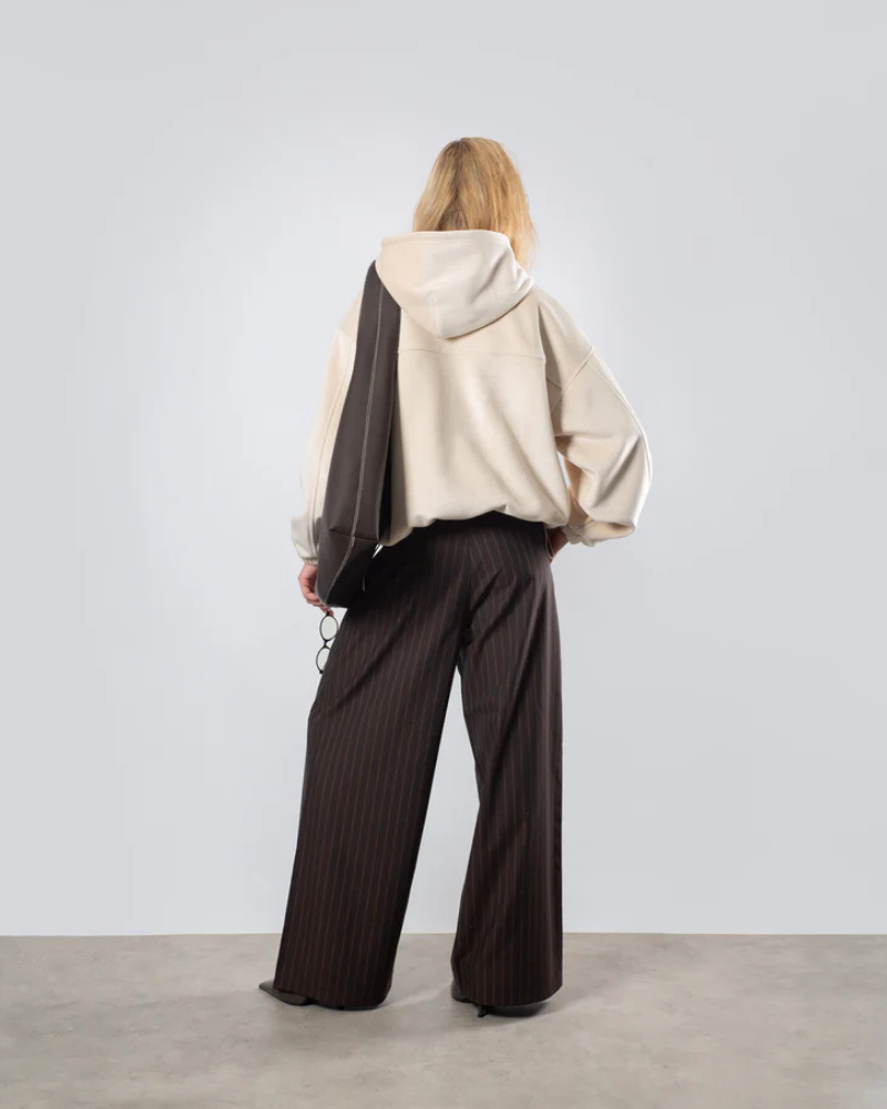 Women's Cream Soft-Tech Hooded Jacket with Metal Fireman Clasp Closures