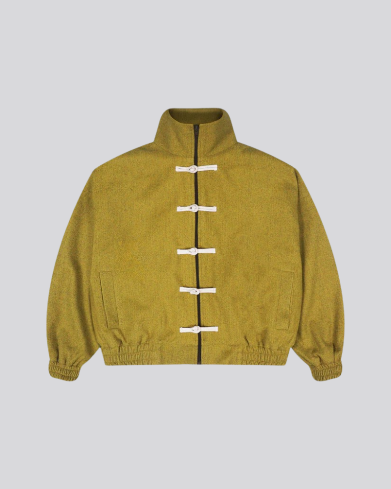Women’s High-Neck Zip Jacket - Mustard Yellow - Wool Blend Outerwear