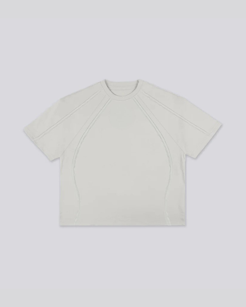 Unisex Heavyweight Paneled Cotton T-Shirt – Light Gray