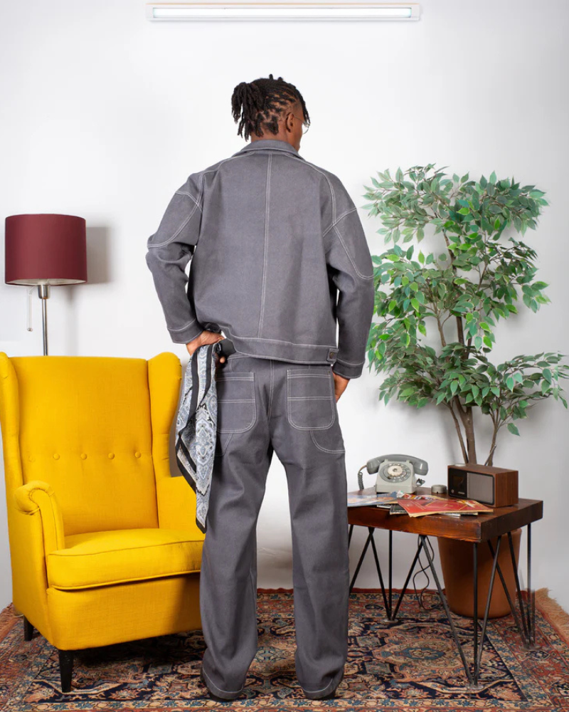 Unisex Heavyweight Paneled Denim Jacket – Gray