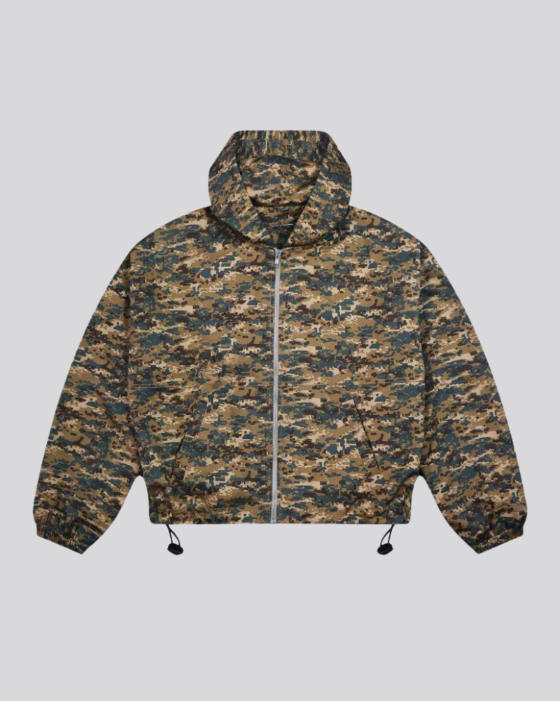 Unisex Digital Camouflage Zip-Up Hooded Jacket – Army Pixel