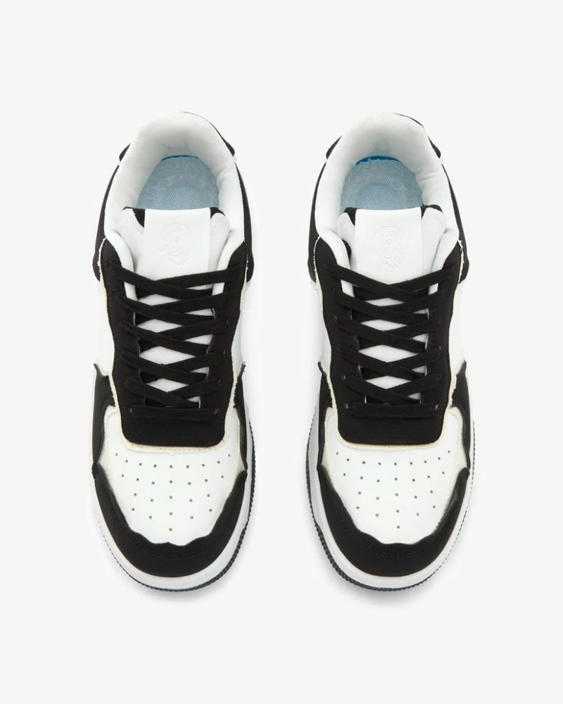Low-Top Chunky Skate Sneakers in Black and White with Wide Laces
