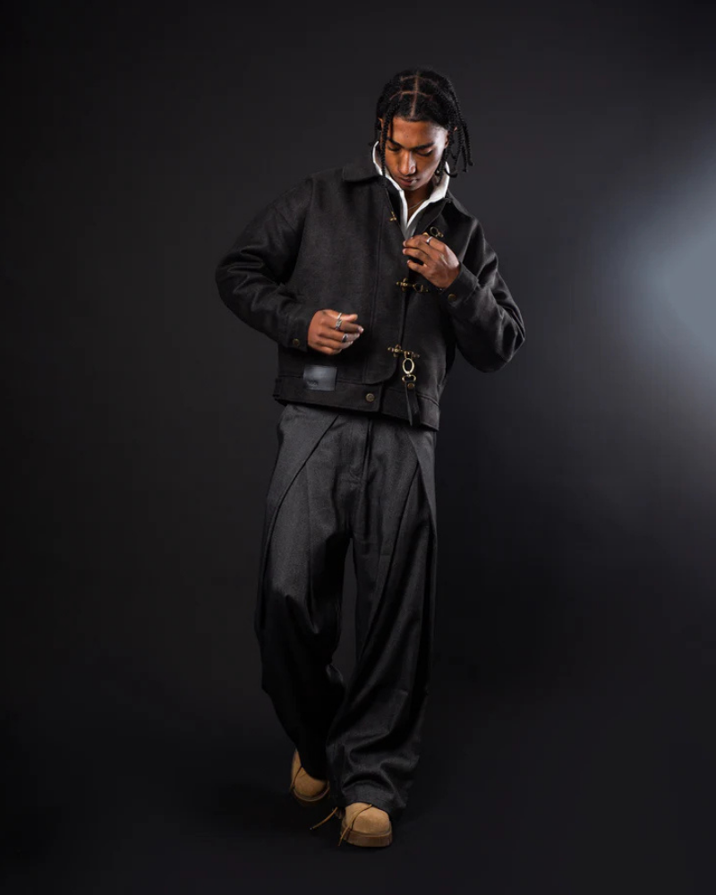 Unisex Fireman Clasp Cotton Canvas Jacket – Black