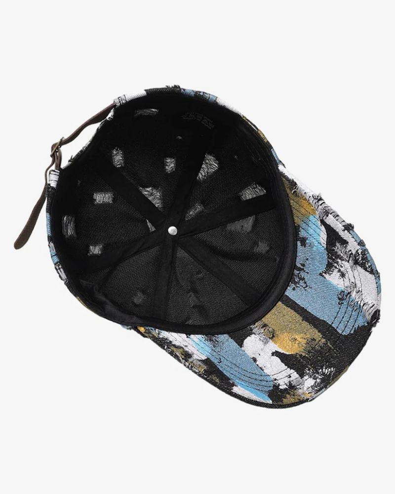 Distressed Abstract Brushstroke Print Baseball Cap